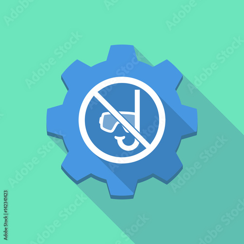 Long shadow gear with  a diving glasses and a snorkel  in a not allowed signal