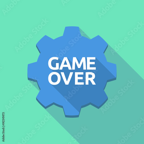 Long shadow gear with  the text Game Over
