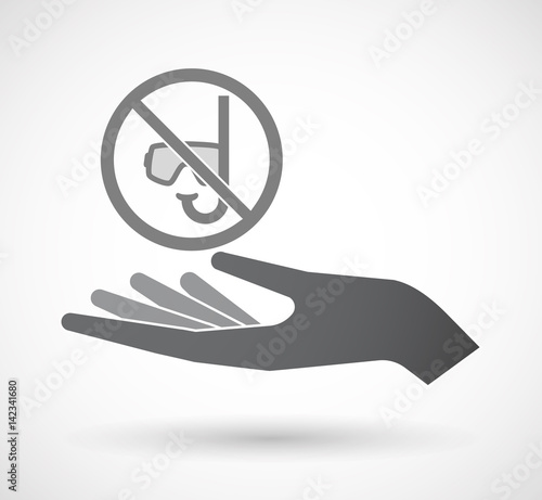 Isolated hand with  a diving glasses and a snorkel  in a not allowed signal