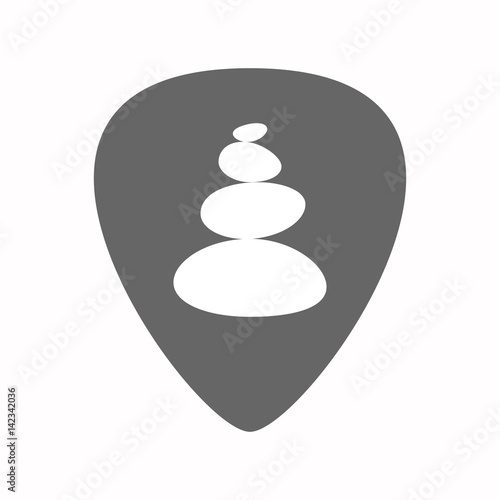 Isolated guitar plectrum with  a stacked zen stones