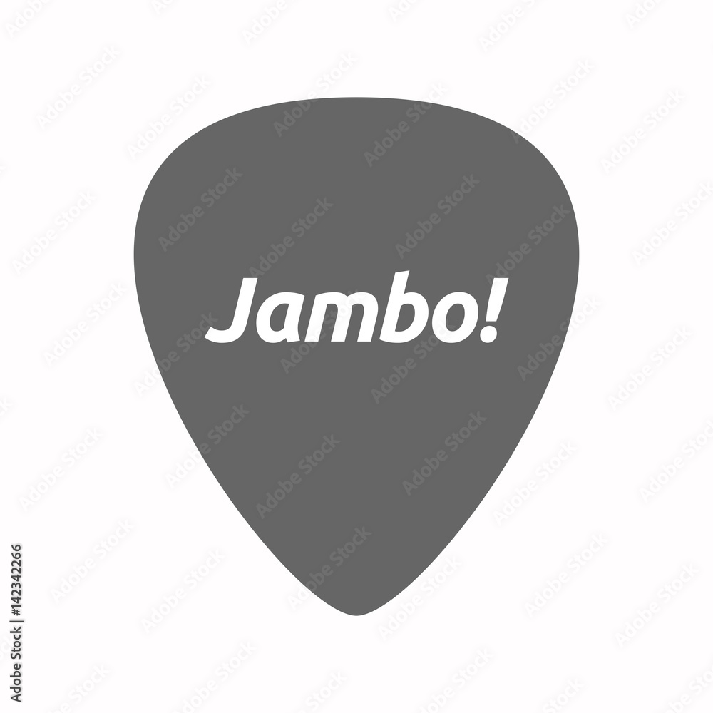 Isolated guitar plectrum with the text Hello! in the swahili language Isolated guitar plectrum with the text Hello! in the swahili language