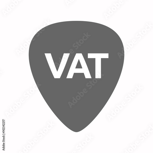 Isolated guitar plectrum with  the value added tax acronym VAT