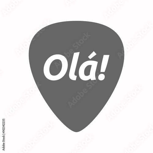 Isolated guitar plectrum with the text Hello! in the Portuguese language