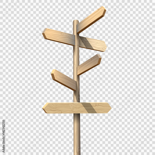 Wooden signpost on transparent background