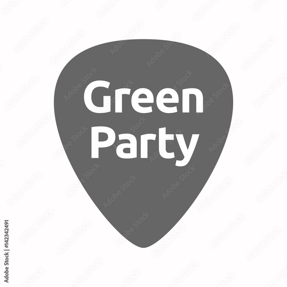 Isolated guitar plectrum with the text Green Party Isolated guitar plectrum with the text Green Party