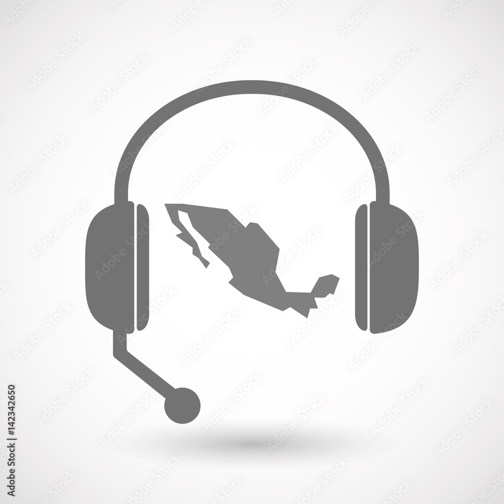 Isolated hands free headphones with a map of Mexico Isolated hands free headphones with a map of Mexico