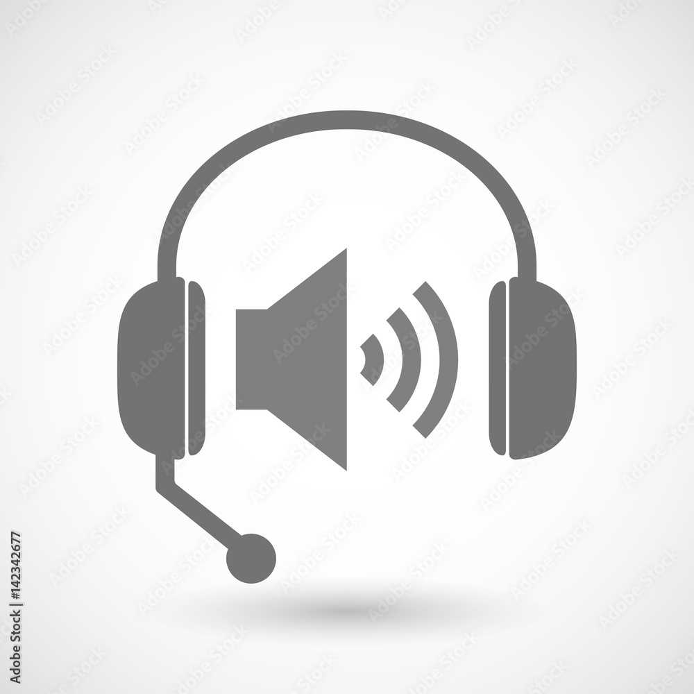 Isolated hands free headphones with  a speaker volume sign