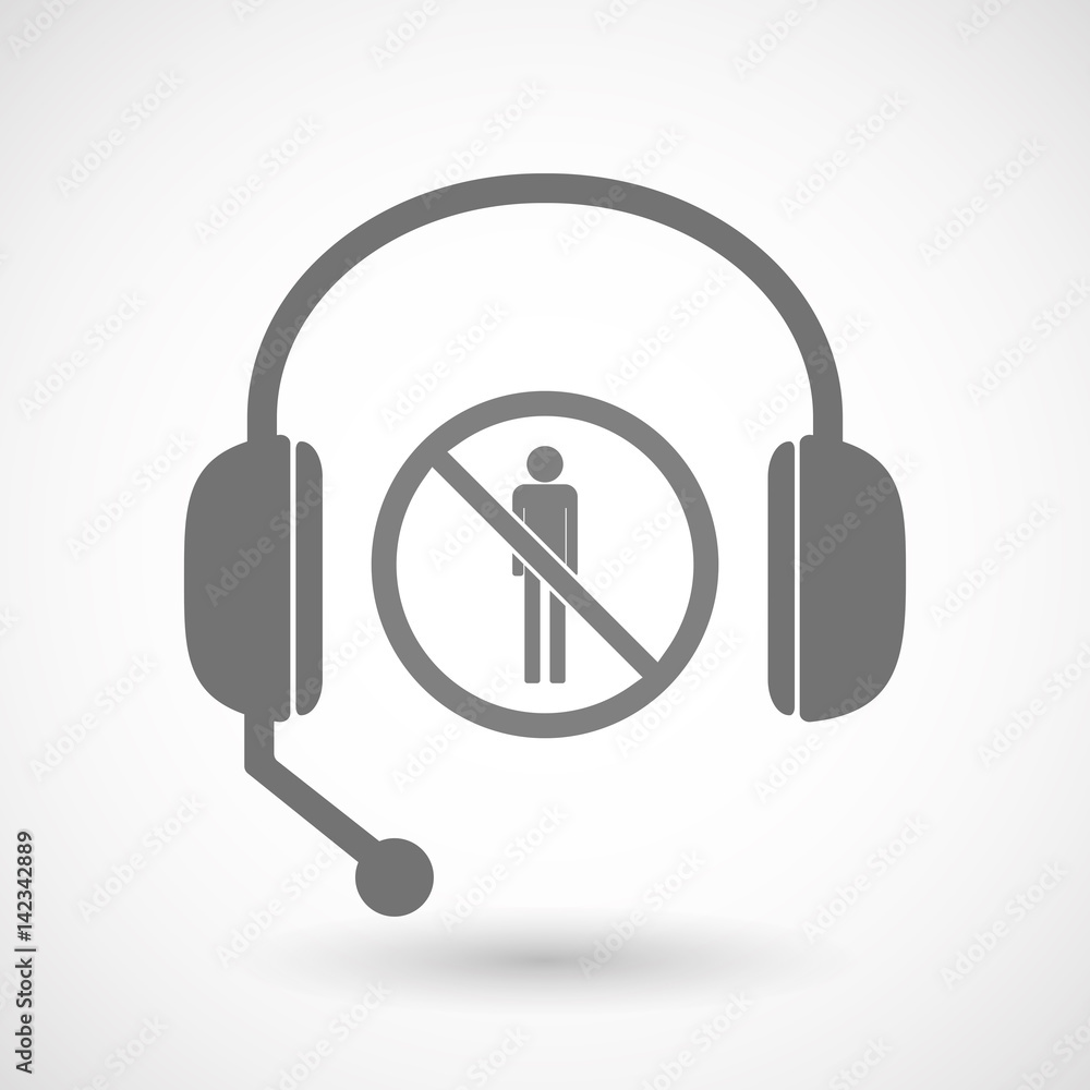 Isolated hands free headphones with a male pictogram in a not allowed signal Isolated hands free headphones with a male pictogram in a not allowed signal