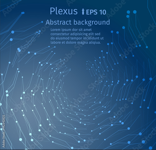 Plexus white on a dark background . Particle point line wide area network