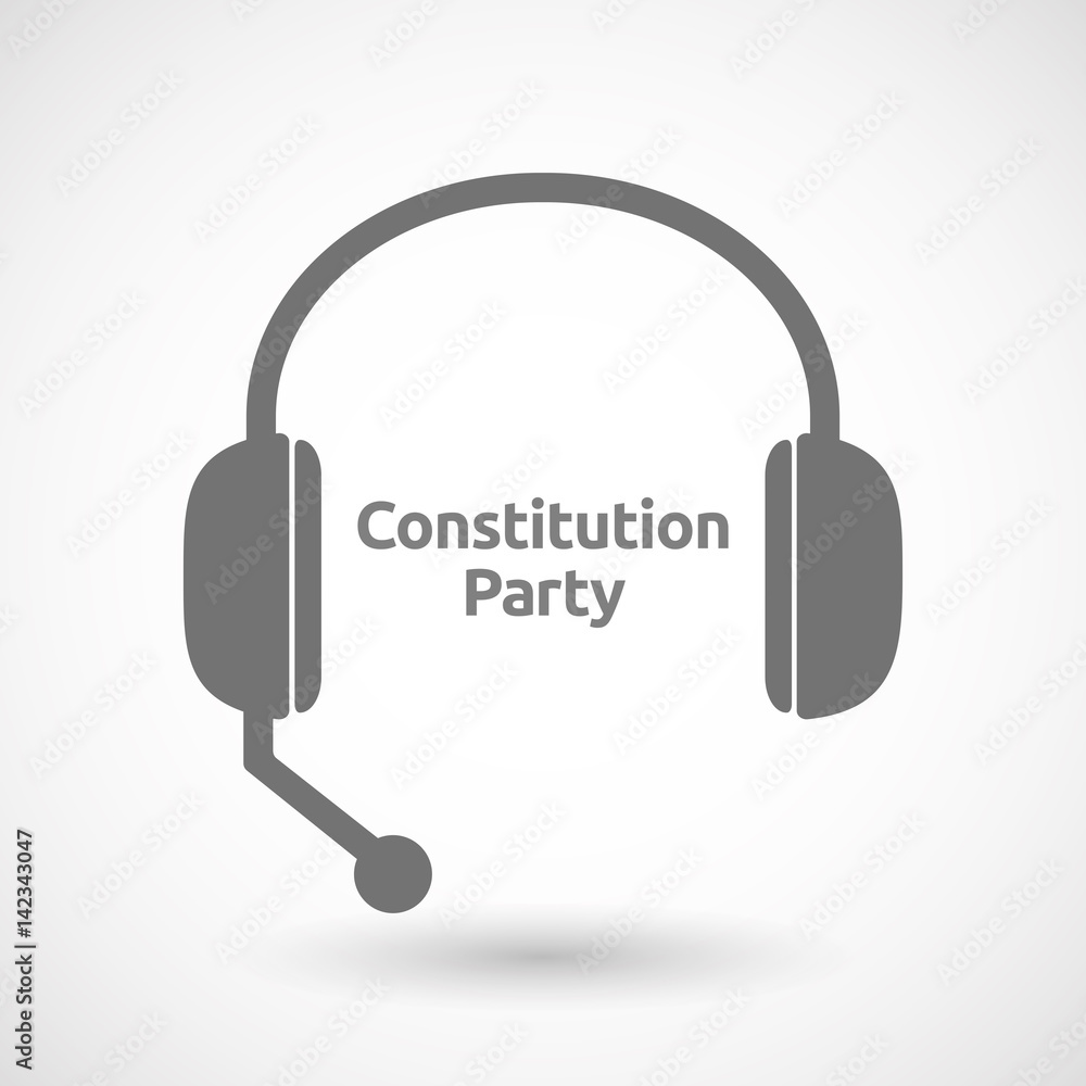 Isolated hands free headphones with the text Constitution Party Isolated hands free headphones with the text Constitution Party