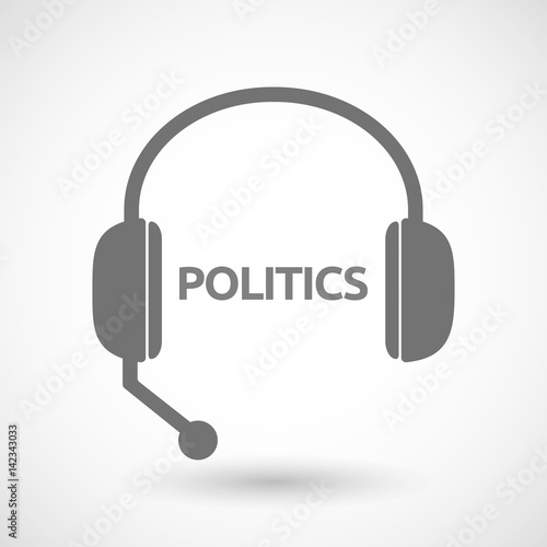 Isolated hands free headphones with  the text POLITICS
