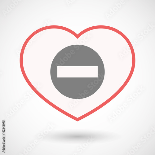 Isolated line art heart with  a no trespassing signal