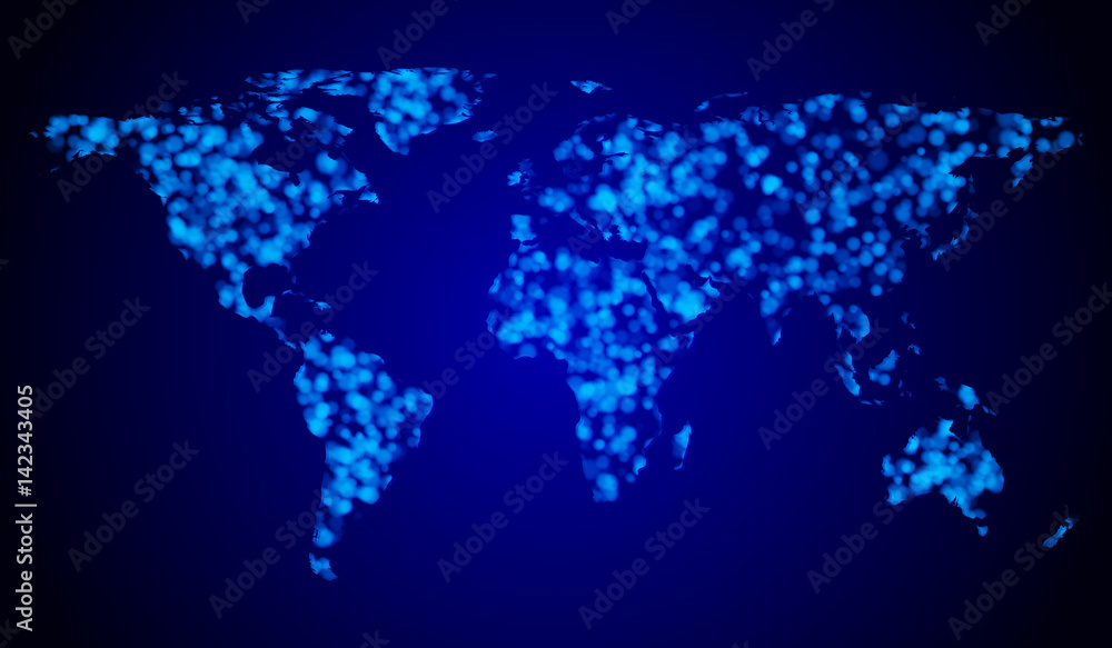 Abstract map of the world from blurred highlights. Vector illustration