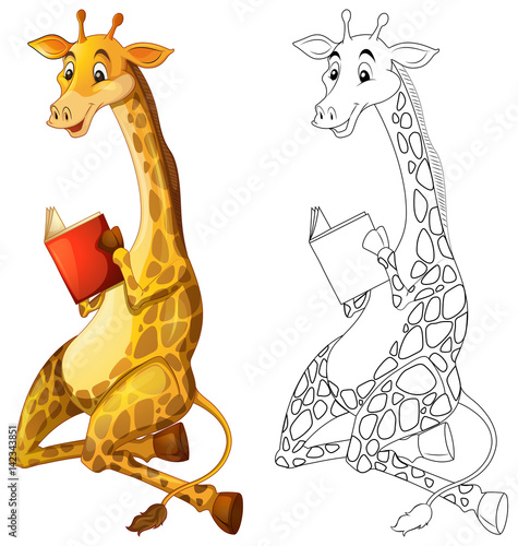 Doodles drafting animal for giraffe reading book