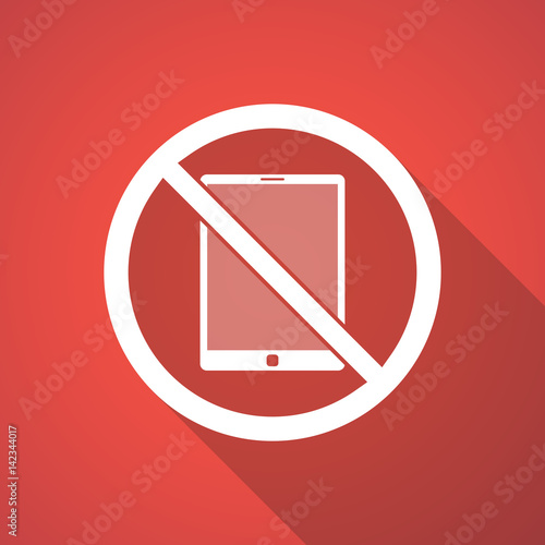 Illustration of   a tablet pc  in a not allowed signal
