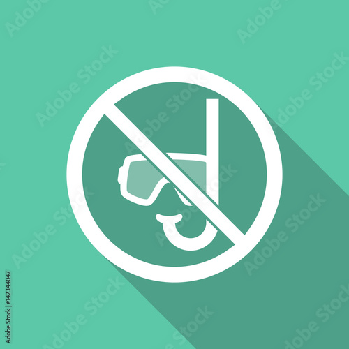 Illustration of  a diving glasses and a snorkel  in a not allowed signal