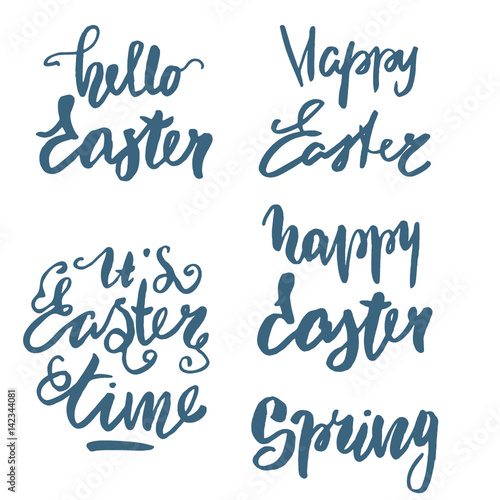 Set of Easter overlay. Calligraphy postcard or poster graphic design lettering element. Vector Hand lettering photo