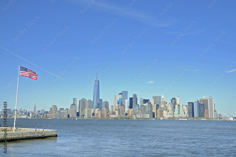 Naklejka premium panoramic view of sky line, manhatann, new york city