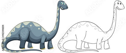 Animal doodle outline for long neck dinosaur