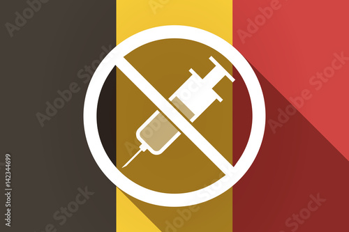 Long shadow Germany flag with  a syringe  in a not allowed signal