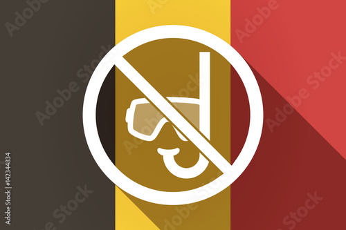 Long shadow Germany flag with  a diving glasses and a snorkel  in a not allowed signal