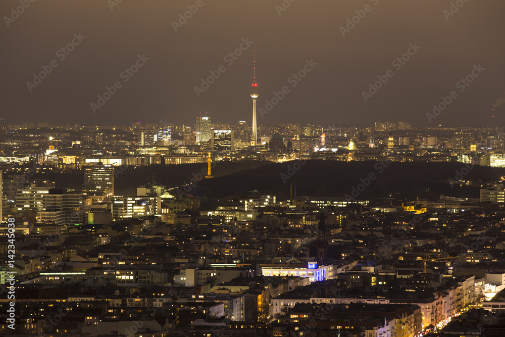 berlin germany cityscape from above at night