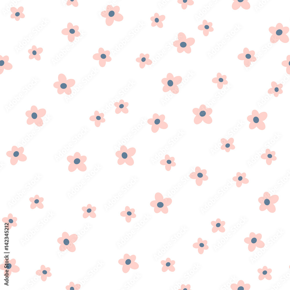 Cute seamless floral pattern.Pink flower on white background. Great for fabric, textile, wrapping