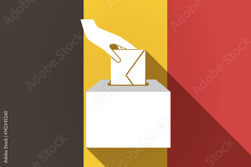 Long shadow Germany flag with  a hand inserting an envelope in a ballot box