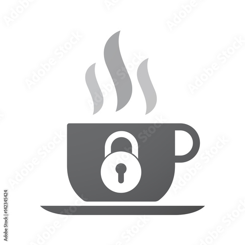 Isolated coffee mug with  a closed lock pad