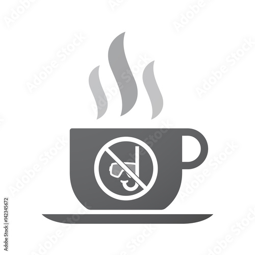 Isolated coffee mug with  a diving glasses and a snorkel  in a not allowed signal
