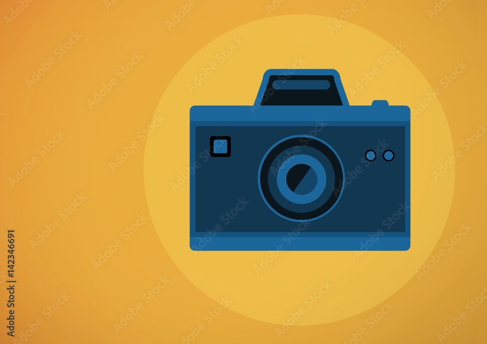 camera illustration icon in circle against orange background camera illustration icon in circle against orange background
