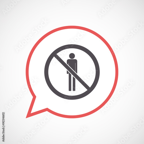 Isolated comic balloon with  a male pictogram  in a not allowed signal