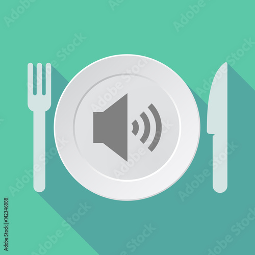 Long shadow tableware with  a speaker volume sign