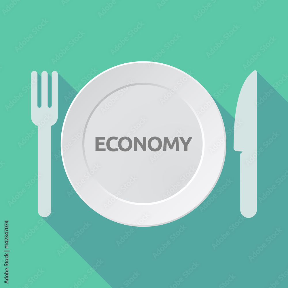 Long shadow tableware with the text ECONOMY Long shadow tableware with the text ECONOMY