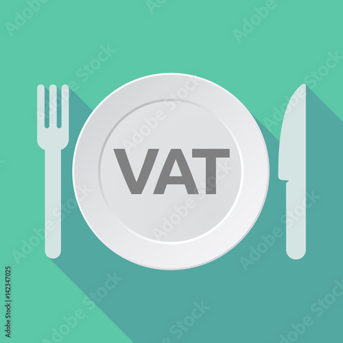 Long shadow tableware with  the value added tax acronym VAT