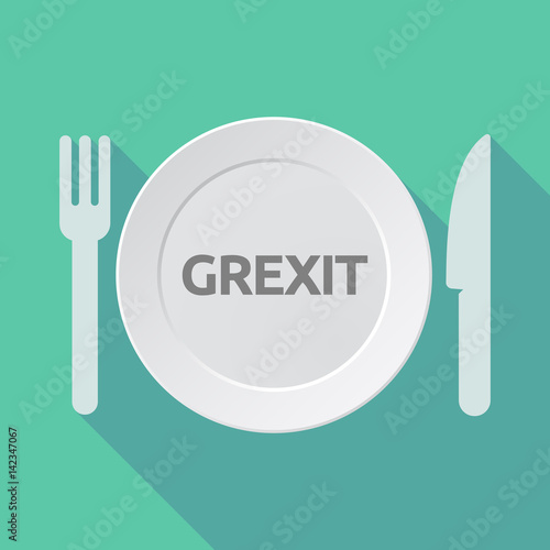 Long shadow tableware with the text GREXIT