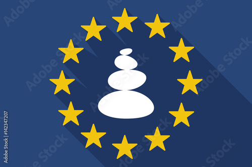 Long shadow EU flag with  a stacked zen stones