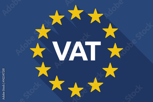 Long shadow EU flag with  the value added tax acronym VAT