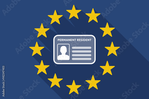 Long shadow EU flag with  a green card