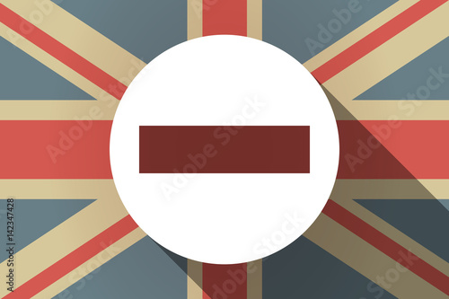 Long shadow UK flag with  a no trespassing signal