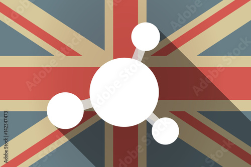 Long shadow UK flag with  an interconnected net sign