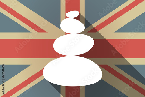 Long shadow UK flag with  a stacked zen stones