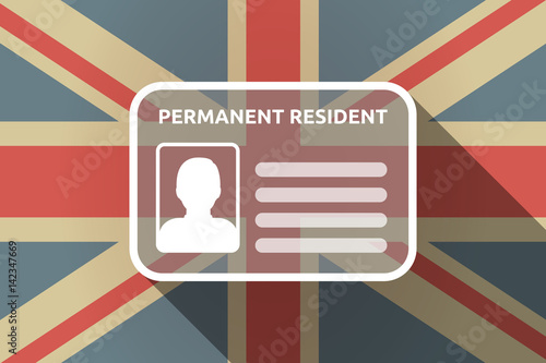 Long shadow UK flag with  a green card