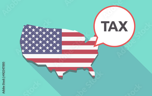 Long shadow USA map with  the text TAX