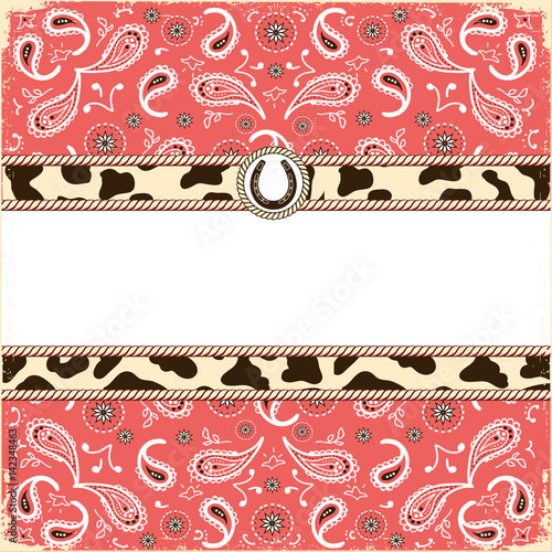 Cowboy party card for text.Vector color background