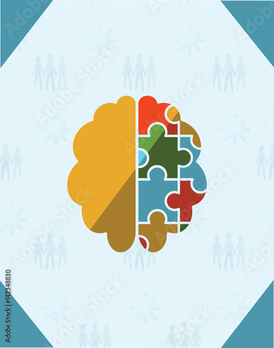 Greeting card with puzzle brain symbol