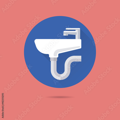 washbasin flat design vector icon