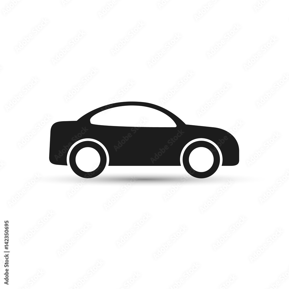 Car icon vector illustration. Side view of automobile.