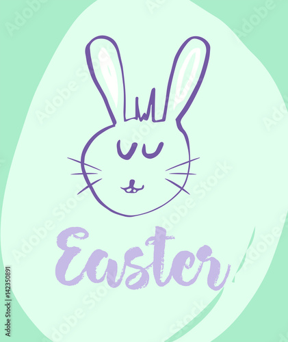 Greeting card with easter bunny drawing
