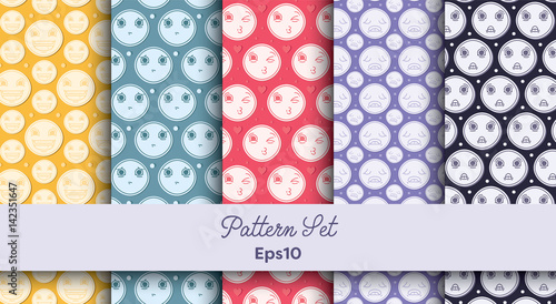Set of emoticons with text pattern set